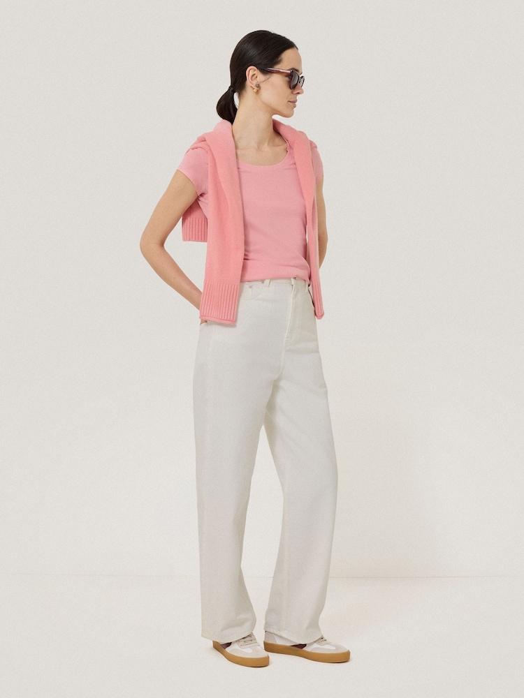 Jigsaw Pink Scoop 100% Cotton Neck T-Shirt - Image 3 of 4