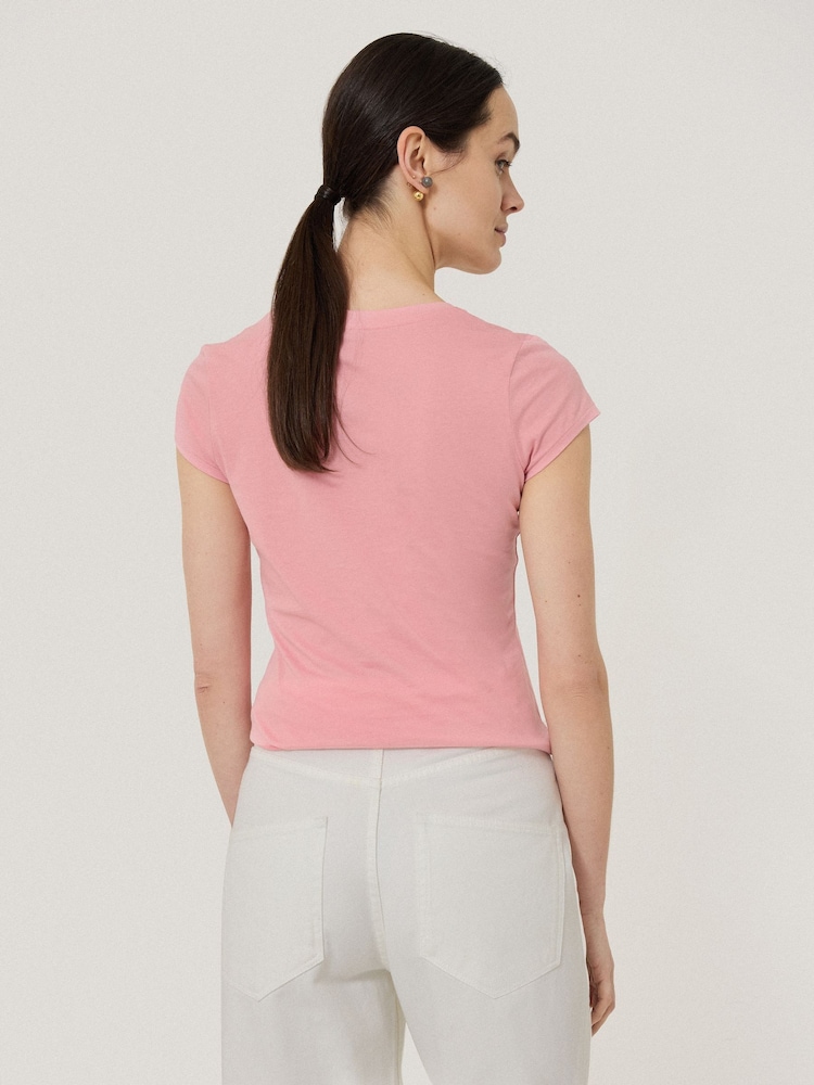 Jigsaw Pink Scoop 100% Cotton Neck T-Shirt - Image 4 of 4