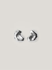 Jigsaw Silver Tone Molten Stud Earrings - Image 1 of 5