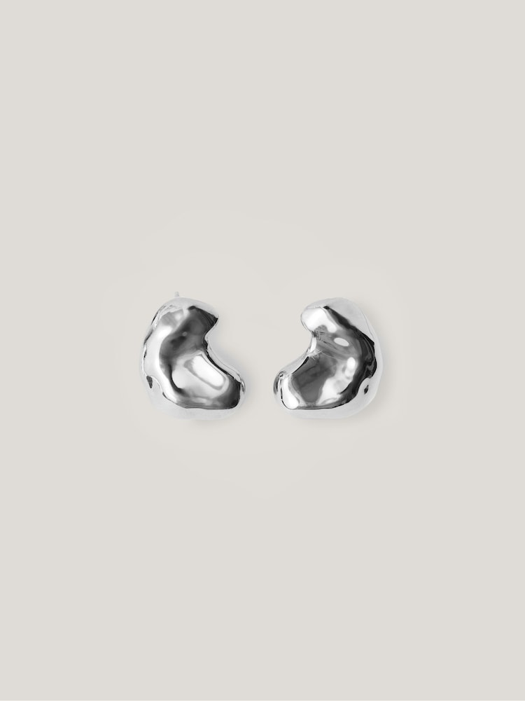 Jigsaw Silver Tone Molten Stud Earrings - Image 1 of 5 Jigsaw Silver Tone Molten Stud Earrings - Image 1 of 5