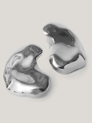 Jigsaw Silver Tone Molten Stud Earrings - Image 2 of 5