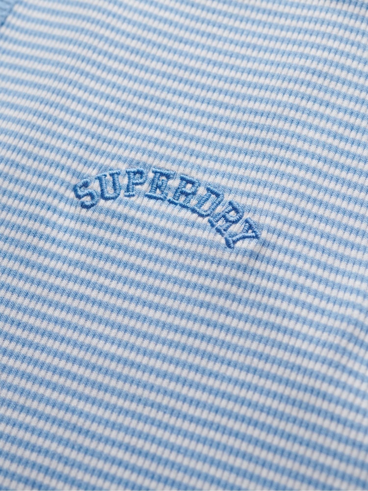 Superdry Blue Essential Logo Striped Racer 100% Cotton Vest Top - Image 6 of 6