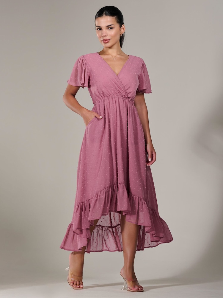 Rosa - Jolie Moi Petite Long Sleeve Soft Silky Jersey Midi Dress - Imagen 1 de 6 Rosa - Jolie Moi Petite Long Sleeve Soft Silky Jersey Midi Dress - Imagen 1 de 6