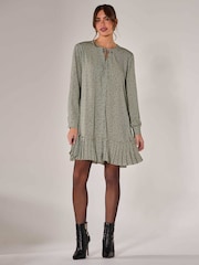 Jolie Moi Green Long Sleeve Shirt Dress - Image 1 of 6