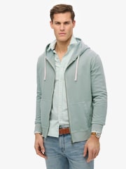 Superdry Green Classic Essential Zip 100% Cotton Hoodie - Image 1 of 5
