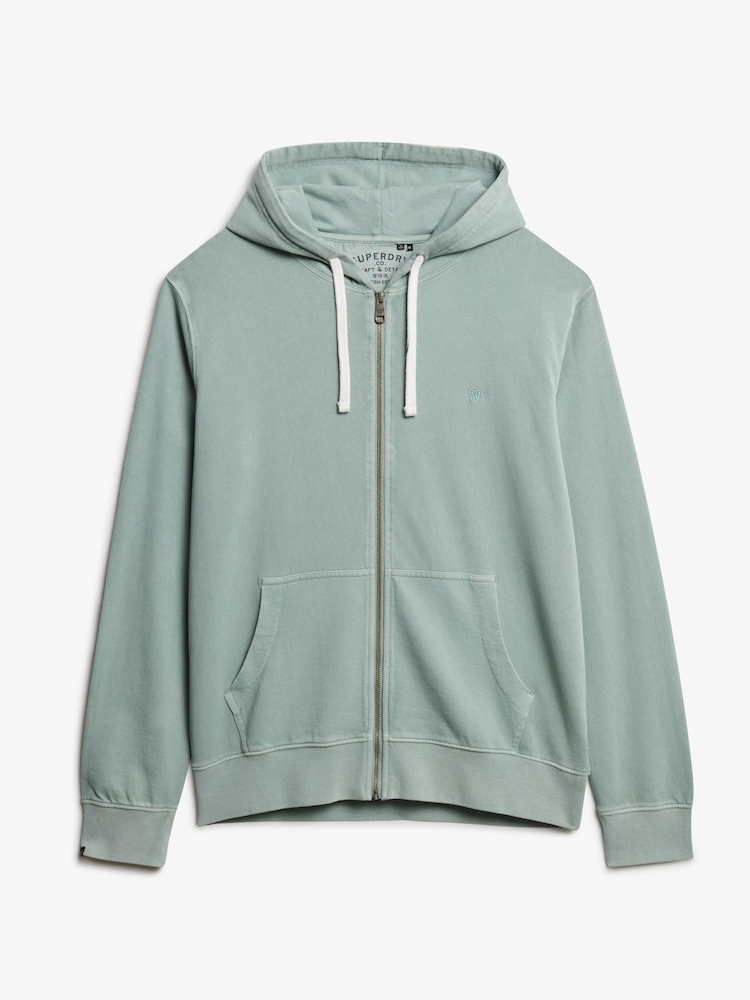 Superdry Green Classic Essential Zip 100% Cotton Hoodie - Image 5 of 5 Superdry Green Classic Essential Zip 100% Cotton Hoodie - Image 5 of 5