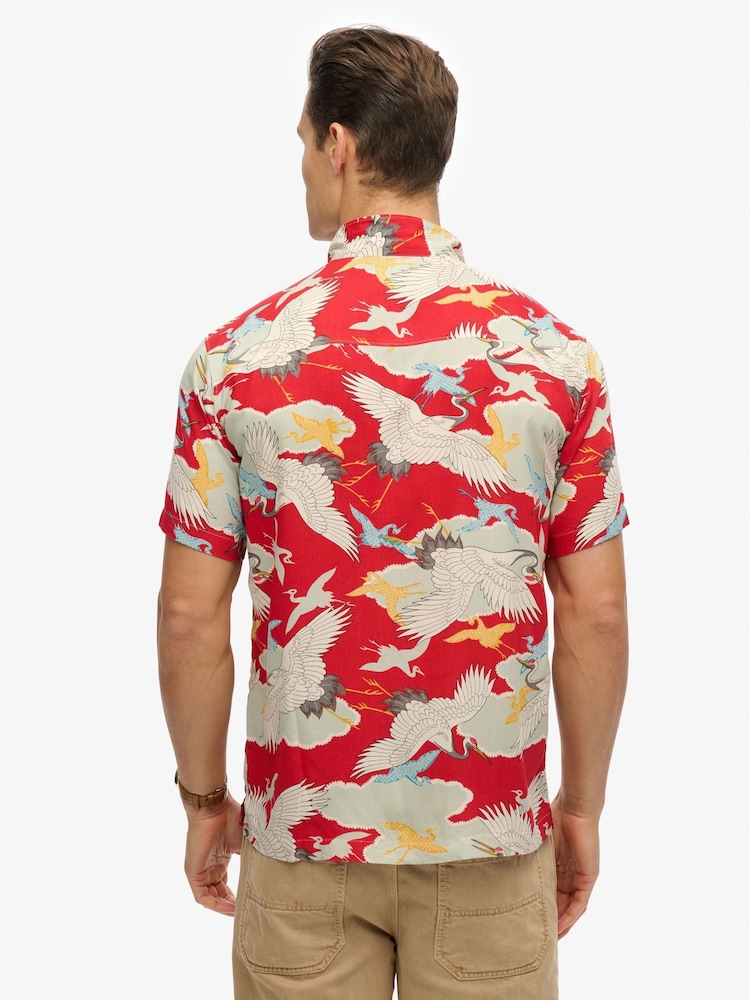 Superdry Red The Merchant Store Hawaiian Shirt - Image 2 of 5