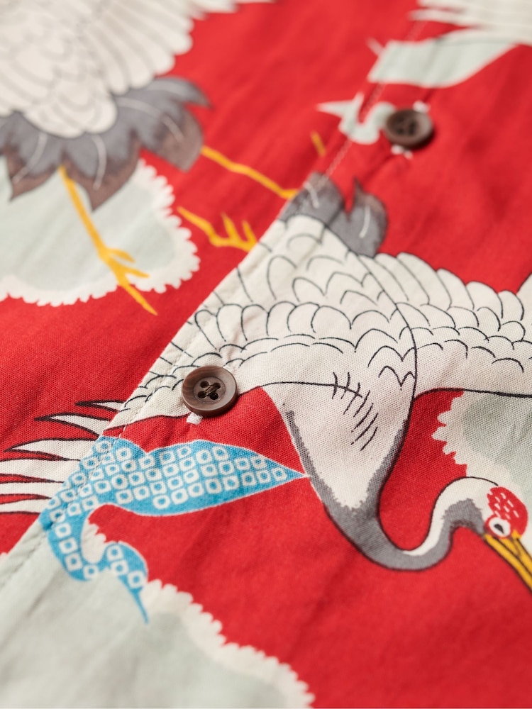 Superdry Red The Merchant Store Hawaiian Shirt - Image 5 of 5