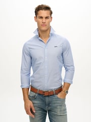 Superdry Blue Essentials Tailored Lite 100% Cotton Shirt - Image 1 of 5