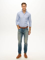 Superdry Blue Essentials Tailored Lite 100% Cotton Shirt - Image 3 of 5