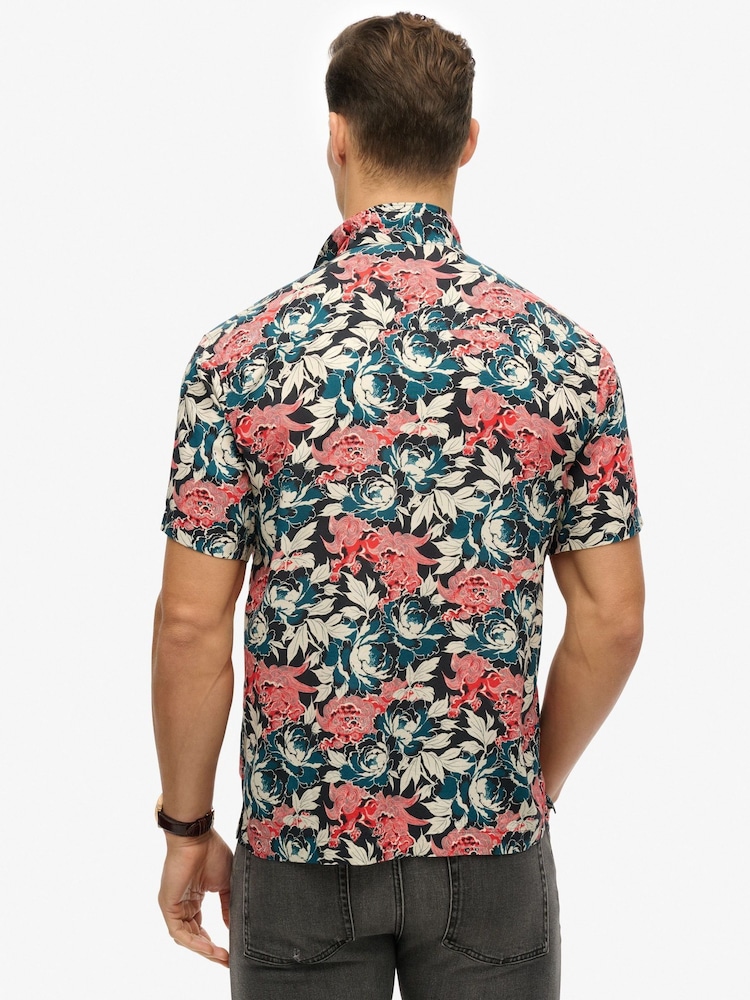 Superdry Blue The Merchant Store Hawaiian Shirt - Image 2 of 5