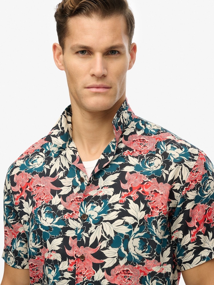 Superdry Blue The Merchant Store Hawaiian Shirt - Image 4 of 5