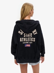 Superdry Blue Oversized Athletic Essentials Zip 100% Cotton Hoodie - Image 2 of 6