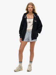 Superdry Blue Oversized Athletic Essentials Zip 100% Cotton Hoodie - Image 3 of 6