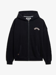 Superdry Blue Oversized Athletic Essentials Zip 100% Cotton Hoodie - Image 5 of 6