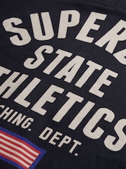 Superdry Blue Oversized Athletic Essentials Zip 100% Cotton Hoodie - Image 6 of 6