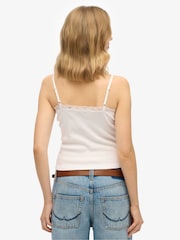 Superdry White Essential Lace Trim 100% Cotton Cami Top - Image 2 of 6