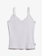 Superdry White Essential Lace Trim 100% Cotton Cami Top - Image 5 of 6