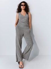 Grey Sleeveless Textured V-Neck Top - Image 2 of 5