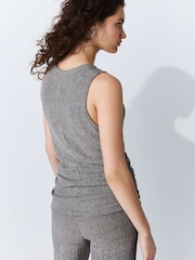 Grey Sleeveless Textured V-Neck Top - Image 3 of 5