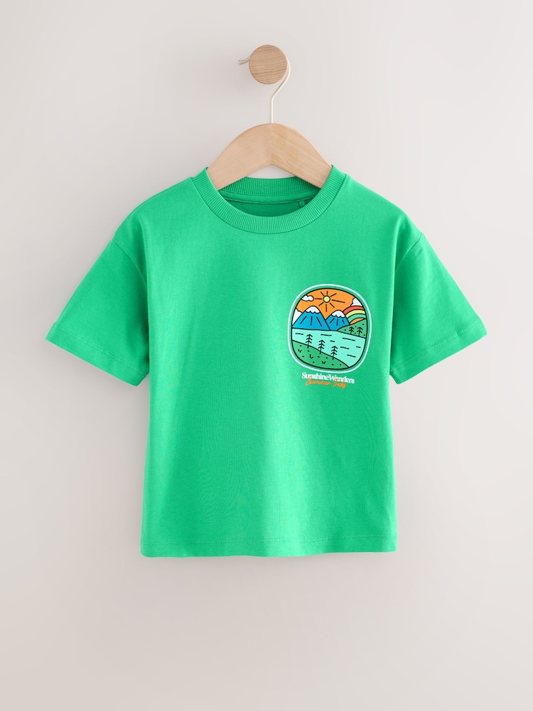 Green Scene 100% Cotton Short Sleeve Back Print T-Shirt (3mths-7yrs) - Image 1 of 4