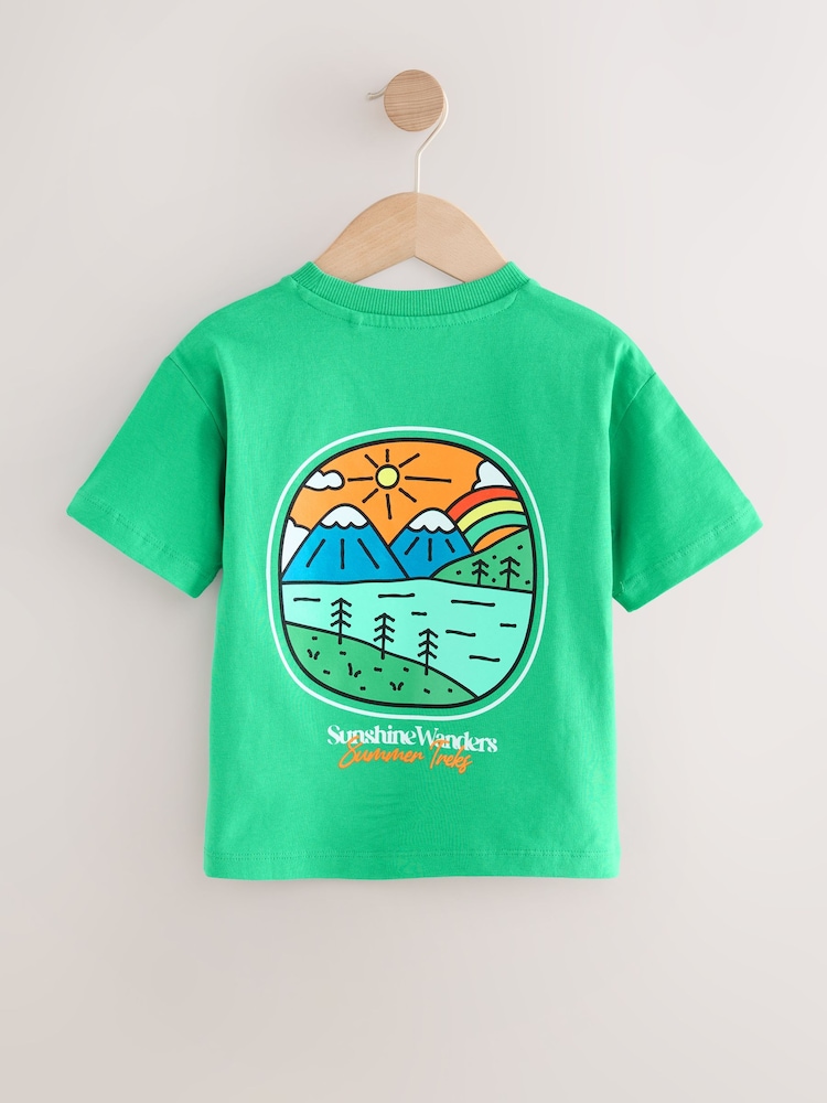 Green Scene Short Sleeve Back Print T-Shirt (3mths-7yrs) - Image 2 of 4 Green Scene Short Sleeve Back Print T-Shirt (3mths-7yrs) - Image 2 of 4