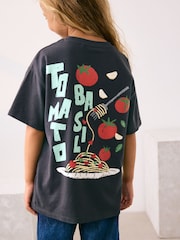 Charcoal Pasta Graphic Print T-Shirt (3-16yrs) - Image 1 of 9