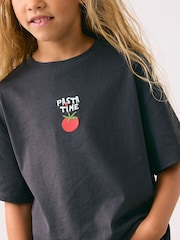 Charcoal Pasta Graphic Print T-Shirt (3-16yrs) - Image 4 of 9