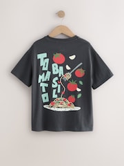 Charcoal Pasta Graphic Print T-Shirt (3-16yrs) - Image 5 of 9
