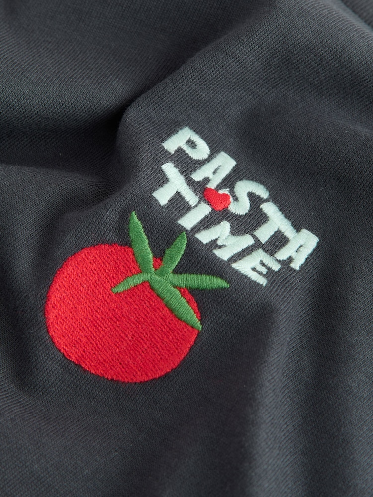 Charcoal Pasta Graphic Print T-Shirt (3-16yrs) - Image 9 of 9