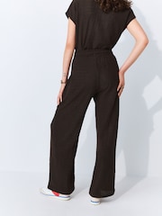 Chocolate Brown Textured Wide Leg Trousers - Image 5 of 11