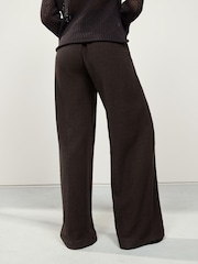 Chocolate Brown Textured Wide Leg Trousers - Image 6 of 11