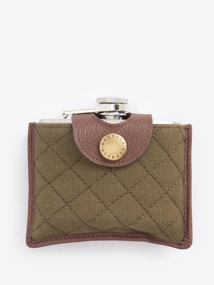 Barbour® Brown Quilted Padbury Hip Flask - Image 1 of 6 Barbour® Brown Quilted Padbury Hip Flask - Image 1 of 6