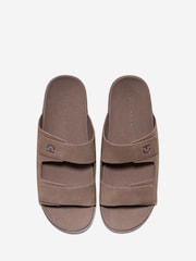 Cole Haan Mens Grey Modern Classic Nubuck Double Band Sandals - Image 4 of 5