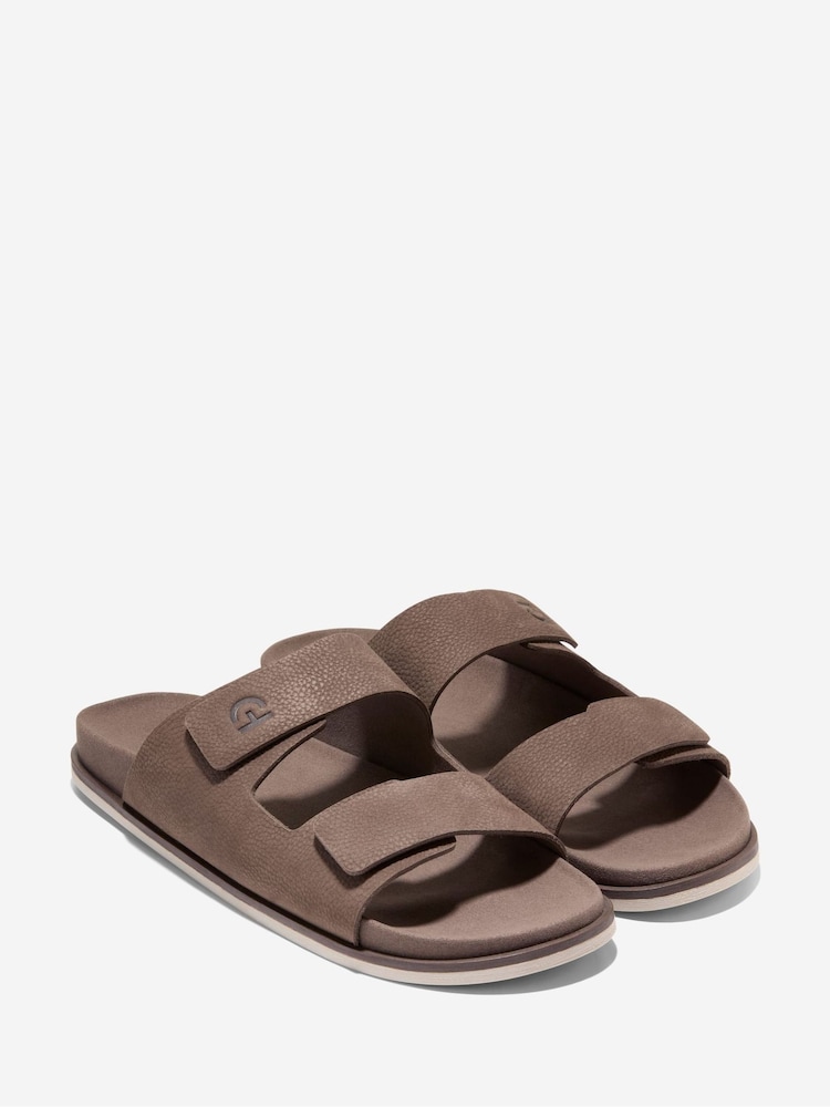 Cole Haan Mens Grey Modern Classic Nubuck Double Band Sandals - Image 5 of 5