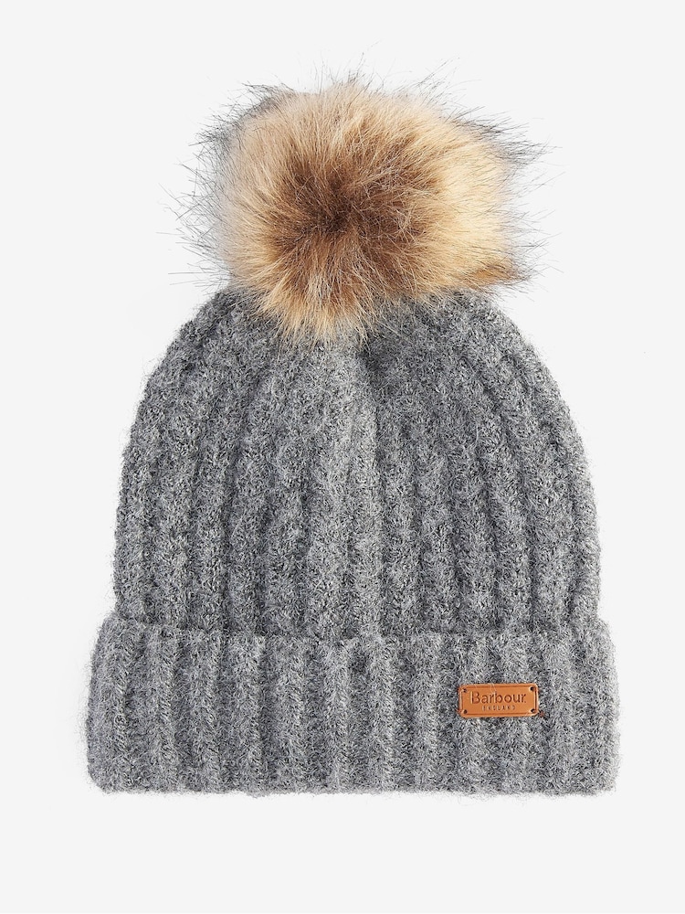Barbour® Grey Saltburn Pom Beanie Hat & Scarf Gift Box Set - Image 5 of 5