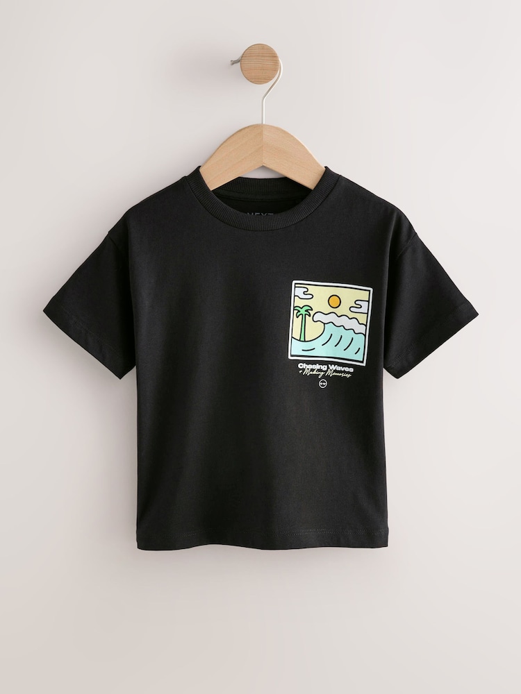 Black Scene 100% Cotton Short Sleeve Back Print T-Shirt (3mths-7yrs) - Image 1 of 4