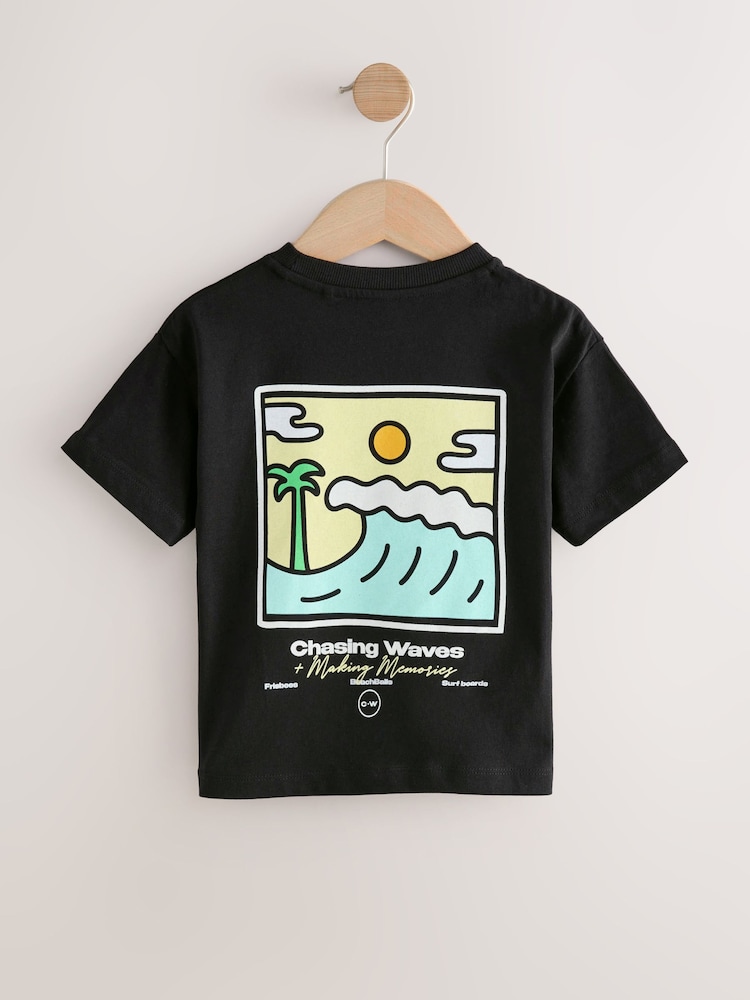 Black Scene 100% Cotton Short Sleeve Back Print T-Shirt (3mths-7yrs) - Image 2 of 4
