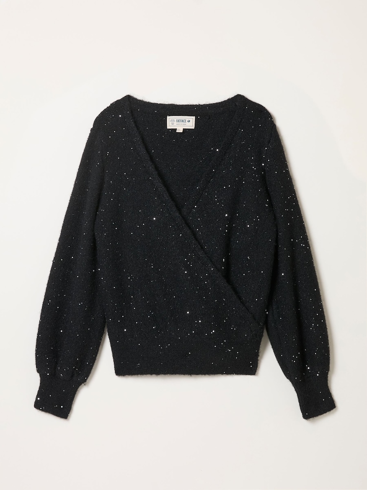 FatFace Bonnie Black Sparkle Wrap Cardigan - Image 5 of 5 FatFace Bonnie Black Sparkle Wrap Cardigan - Image 5 of 5