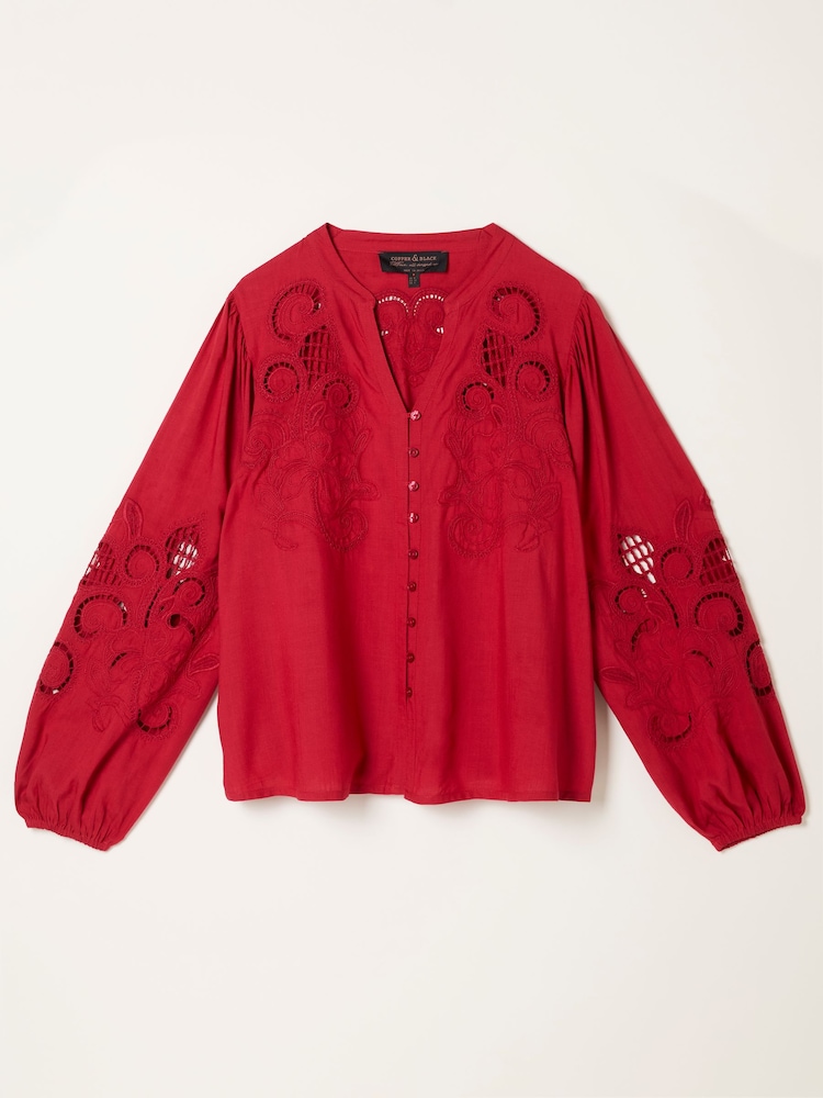 FatFace Eliza Red Embroidered Blouse - Image 1 of 1