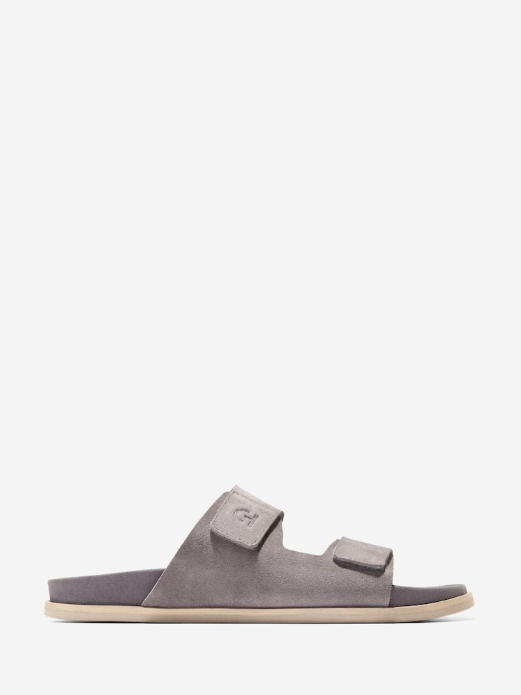 Cole Haan Mens Grey Modern Classic Nubuck Double Band Sandals - Image 1 of 7 Cole Haan Mens Grey Modern Classic Nubuck Double Band Sandals - Image 1 of 7