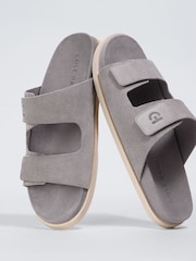 Cole Haan Mens Grey Modern Classic Nubuck Double Band Sandals - Image 2 of 7