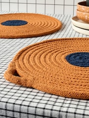 Curateology Set of 4 Orange Penn Round Placemats - Image 1 of 2