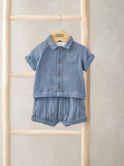 Mamas & Papas Blue Patch 100% Cotton Pocket All In One - Slika 1 iz 5