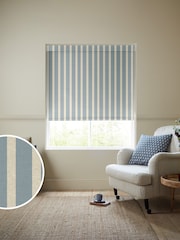 Emily Bond Fowey Blue Parasol Stripe Made to Measure Roller Blind - Image 1 of 6