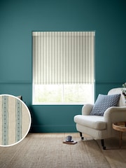 Emily Bond Blue/Green Block Printed Stripe Made to Measure Roller Blind - Image 1 of 6
