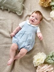 Mamas & Papas Blue Pleat 100% Cotton Romper & Bodysuit with Collar Set - Imagen 3 de 7