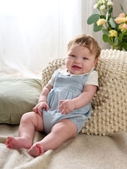 Mamas & Papas Blue Pleat 100% Cotton Romper & Bodysuit with Collar Set - Imagen 4 de 7