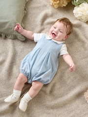 Mamas & Papas Blue Pleat 100% Cotton Romper & Bodysuit with Collar Set - Imagen 5 de 7