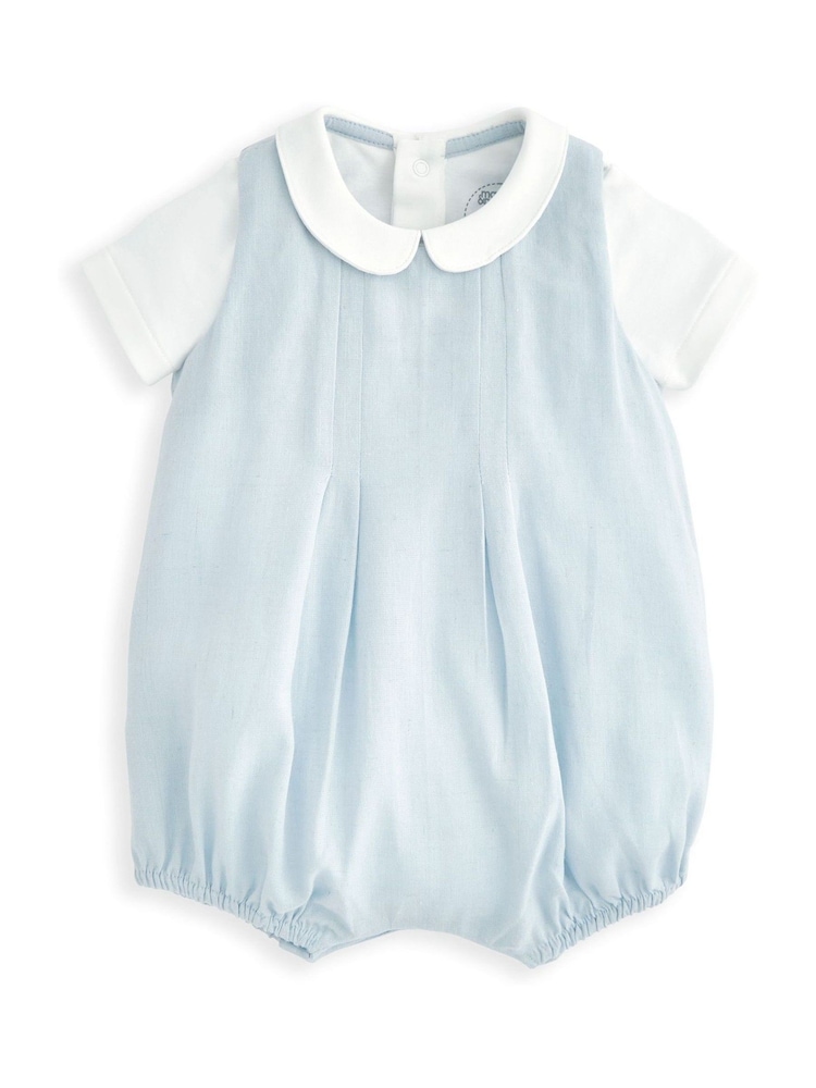 Mamas & Papas Blue Pleat 100% Cotton Romper & Bodysuit with Collar Set - Imagen 7 de 7
